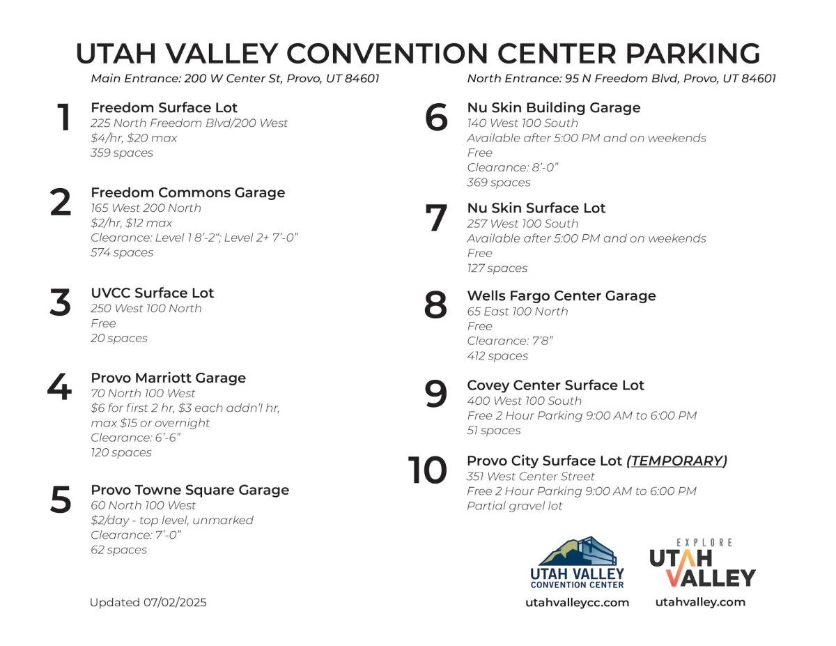 Downtown Provo Parking Map- July 2025
