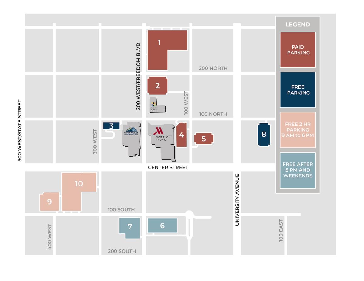 Downtown Provo Parking Map- July 2025