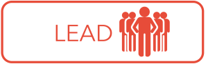 The word "Lead" with a graphic of a person leading a group