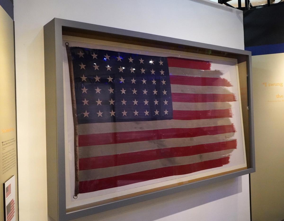 Iwo Jima flag at the National Museum of the Marine Corps