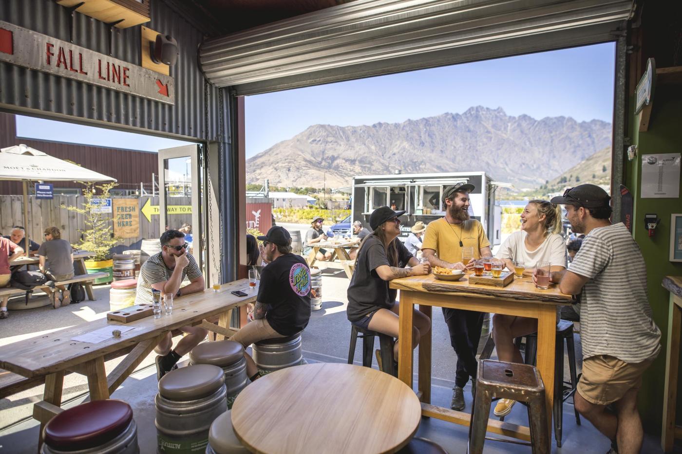 People enjoying lunch and beers at Altitude Brewing