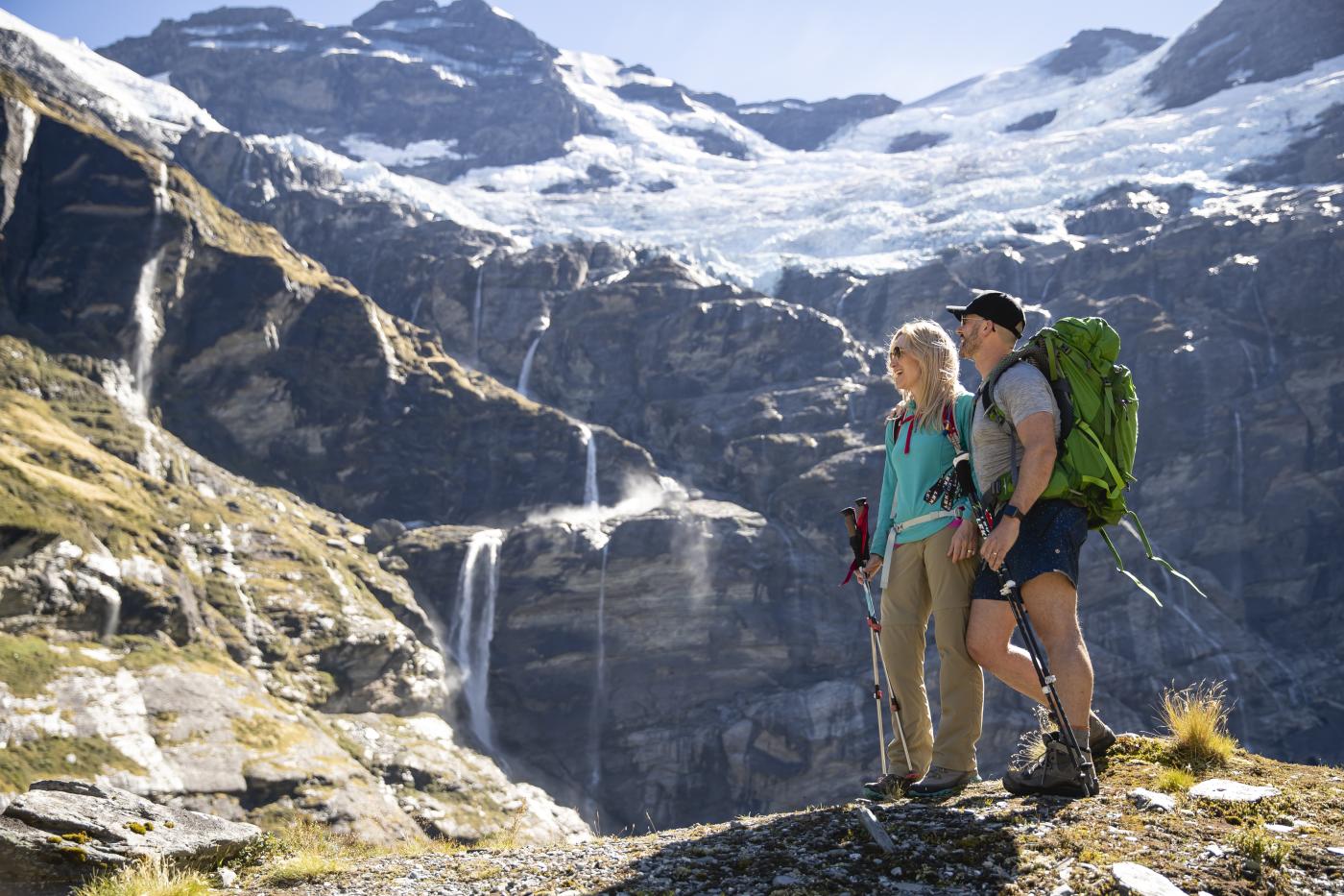 Couple hiking Earnslaw Burn