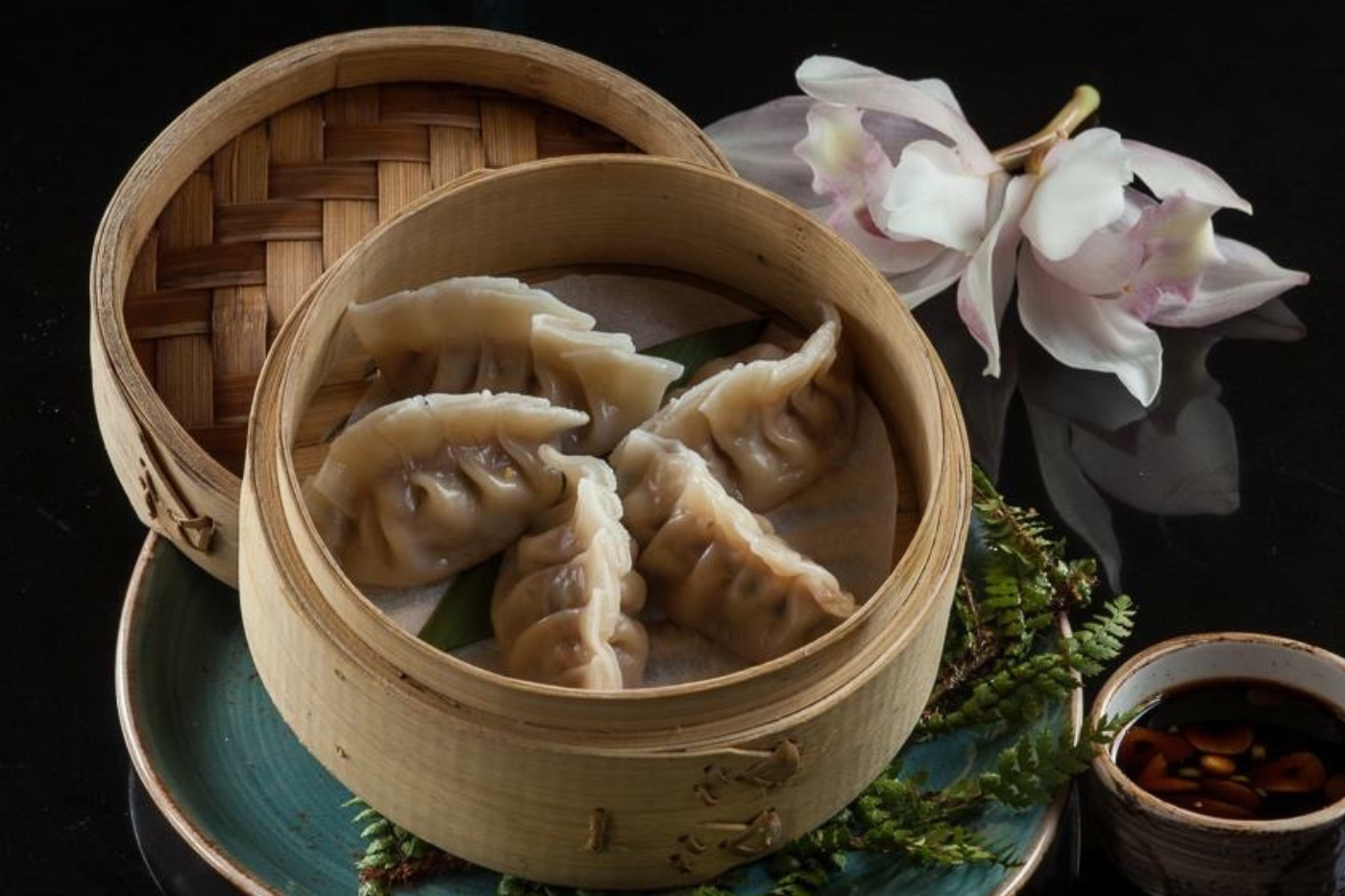 Dumplings in a steam basket