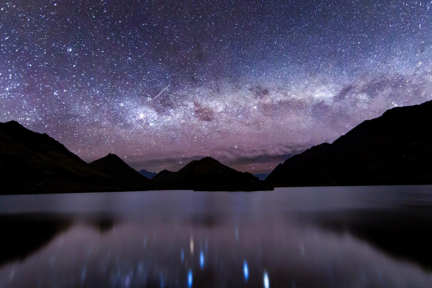 Milky Way reflecting onto lake