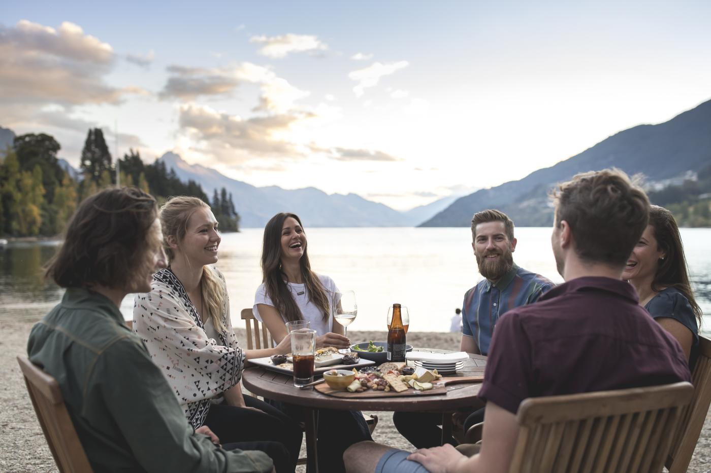 Summer Al Fresco dining with friends on Queenstown Bay