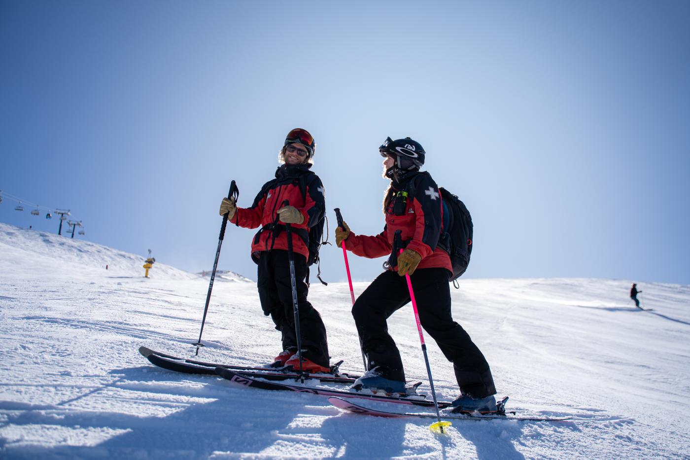 Photo of two people, Sam & Charlotte, Ski Patrol at Coronet Peak