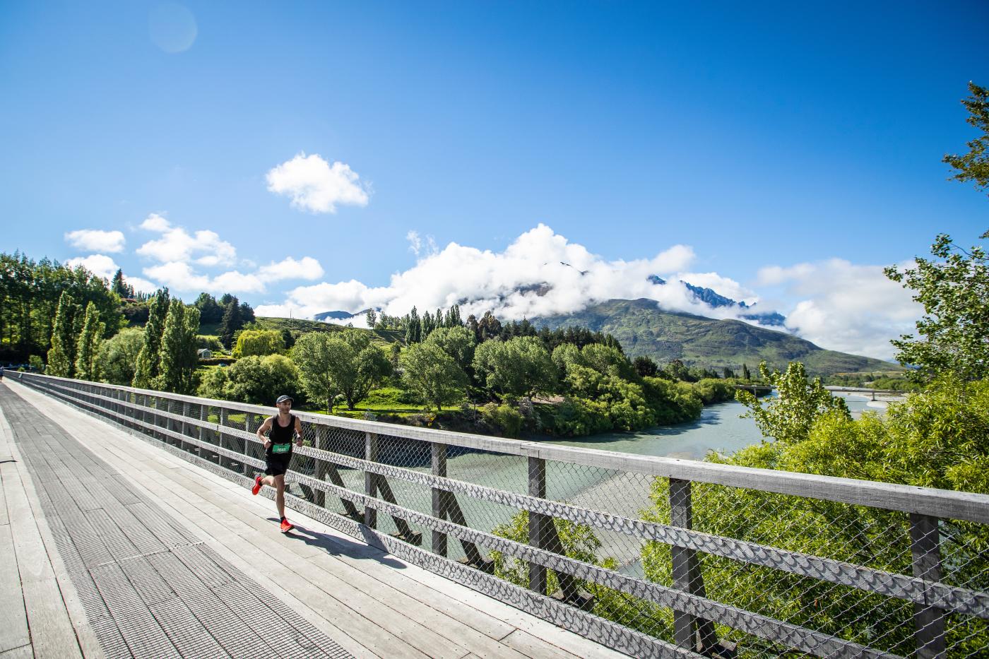 Queenstown Marathon Runner on the Lower Shotover Bridge