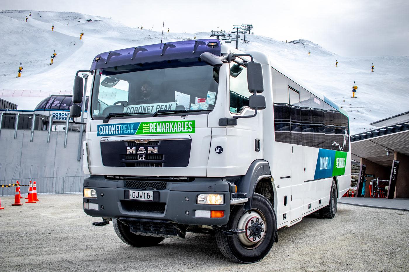 Ski bus parked outside of Coronet Peak