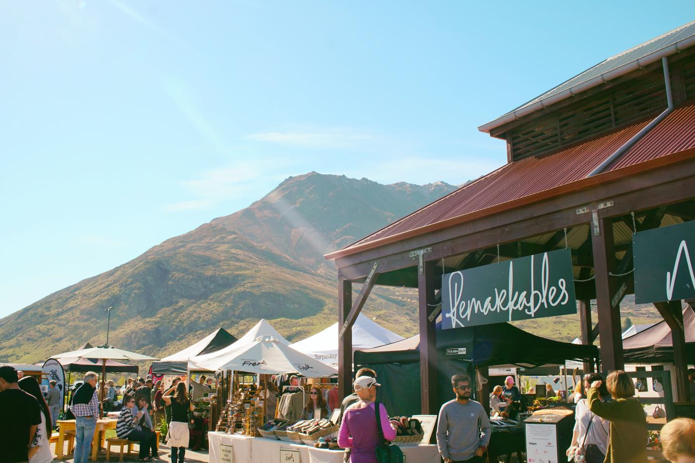 People walking through Remarkables market