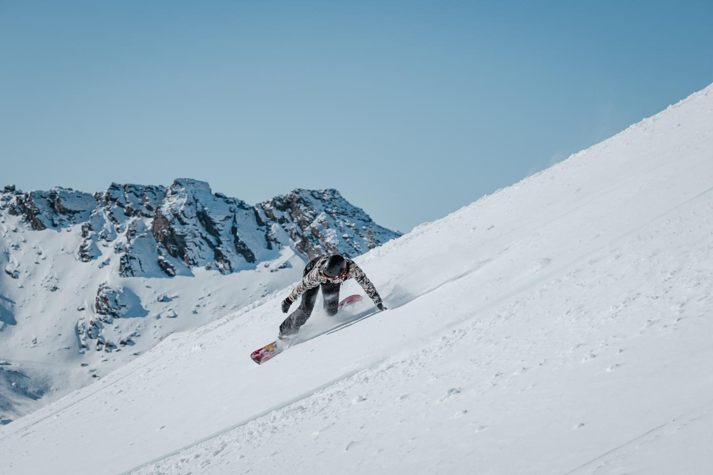 Spring snowboarder at The Remarkables