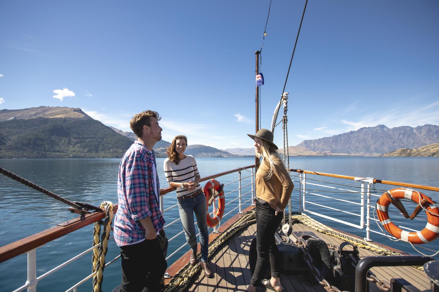 Friends on the TSS Earnslaw Steamship in Summer