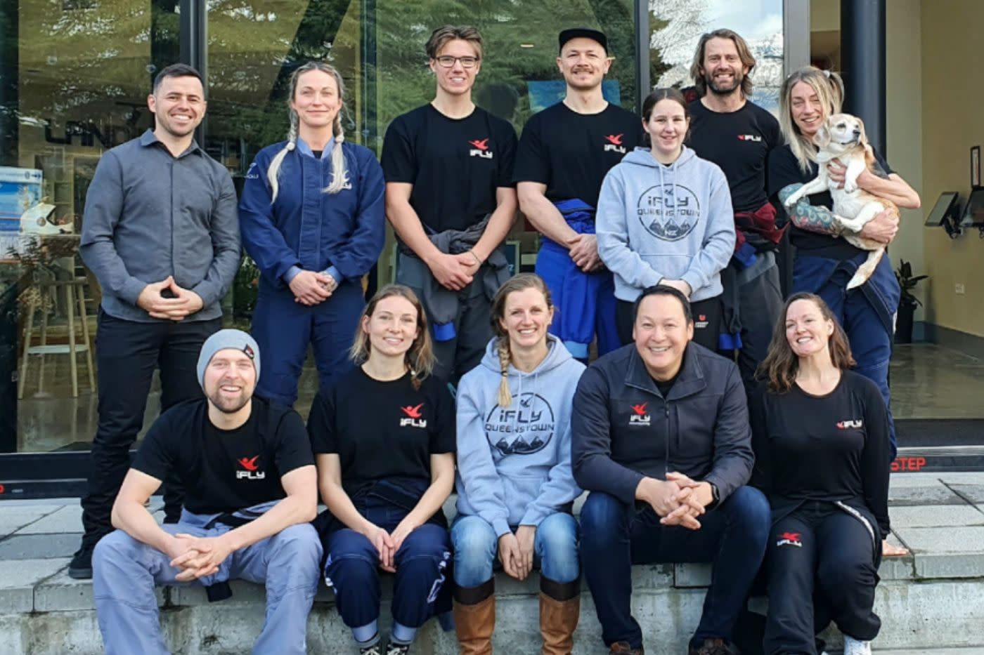 Group photo of the iFly Queenstown team members