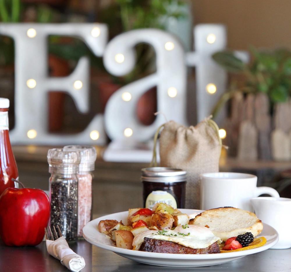 breakfast on a table at wilma & frida