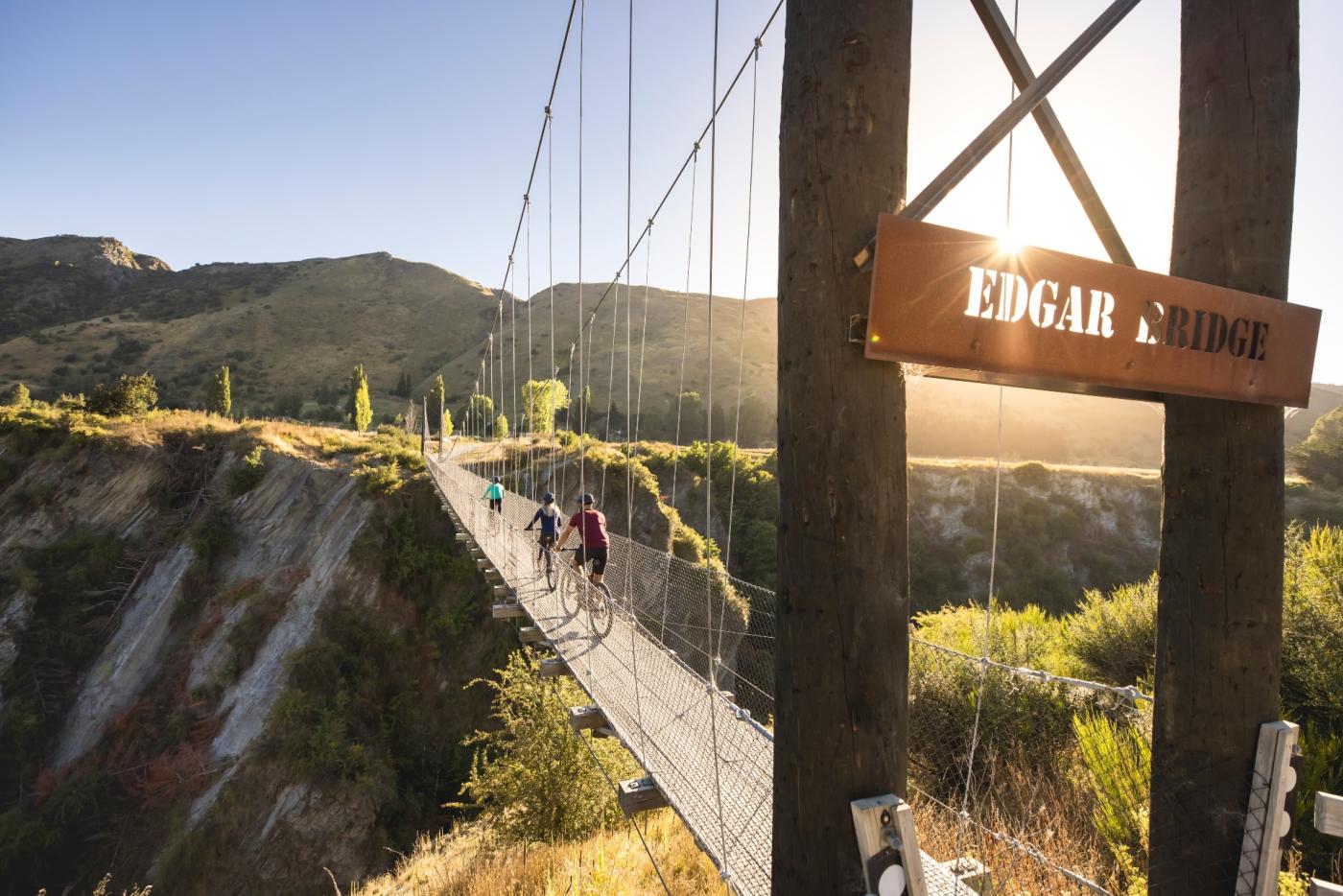 Biking over the Edgar Bridge, Arrow River Bridges Trail