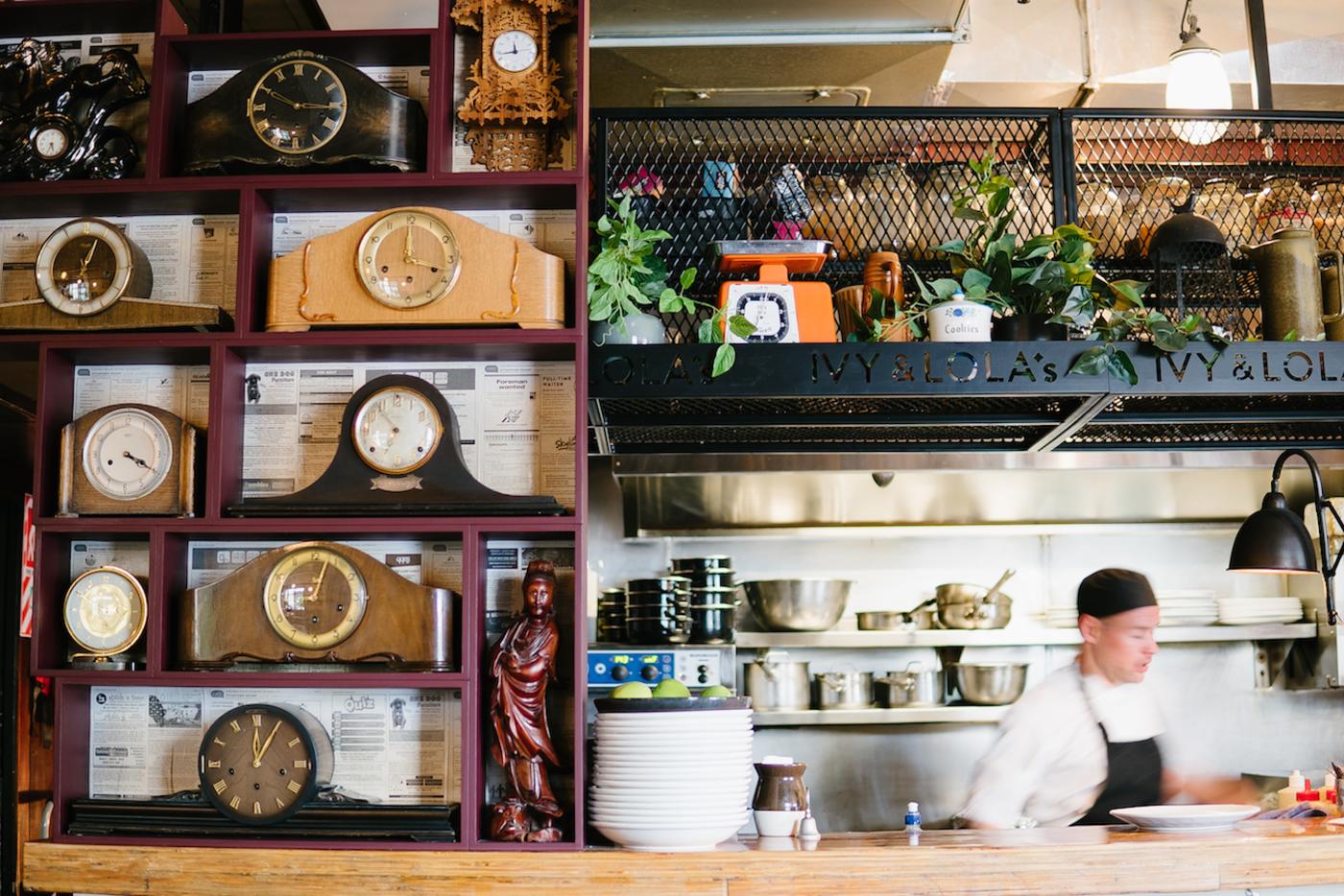 Eclectic interior of Ivy & Lola's café and restaurant