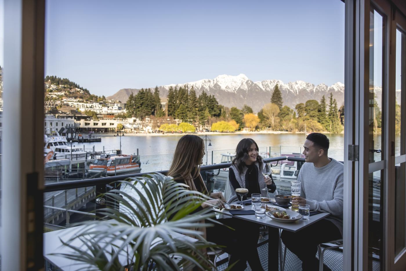 Winter dining with friends at Boardwalk Restaurant, Queenstown