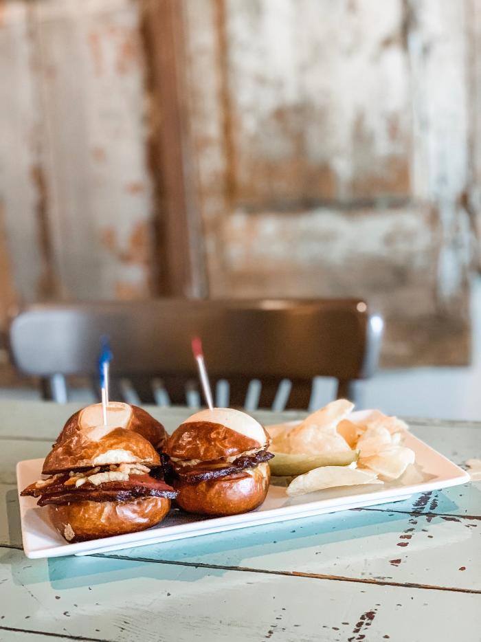 plate of brisket sliders