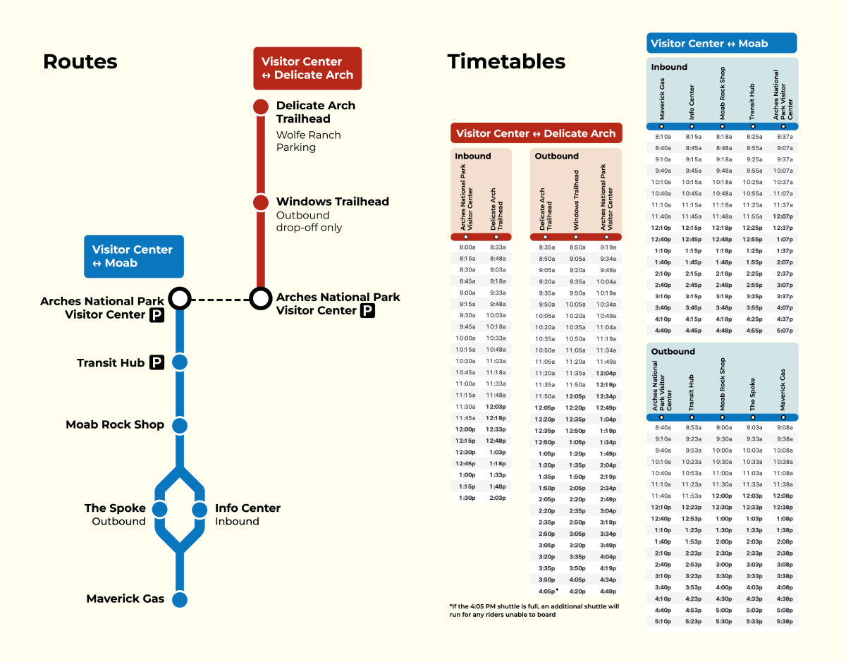 Moab - Arches Shuttle Map & Timetables
