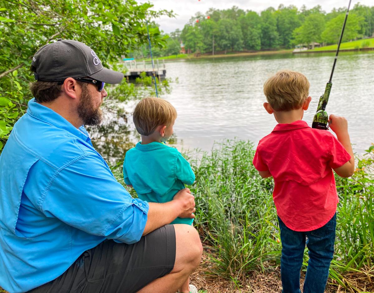 Father and son fishing at Rocky Creek Park