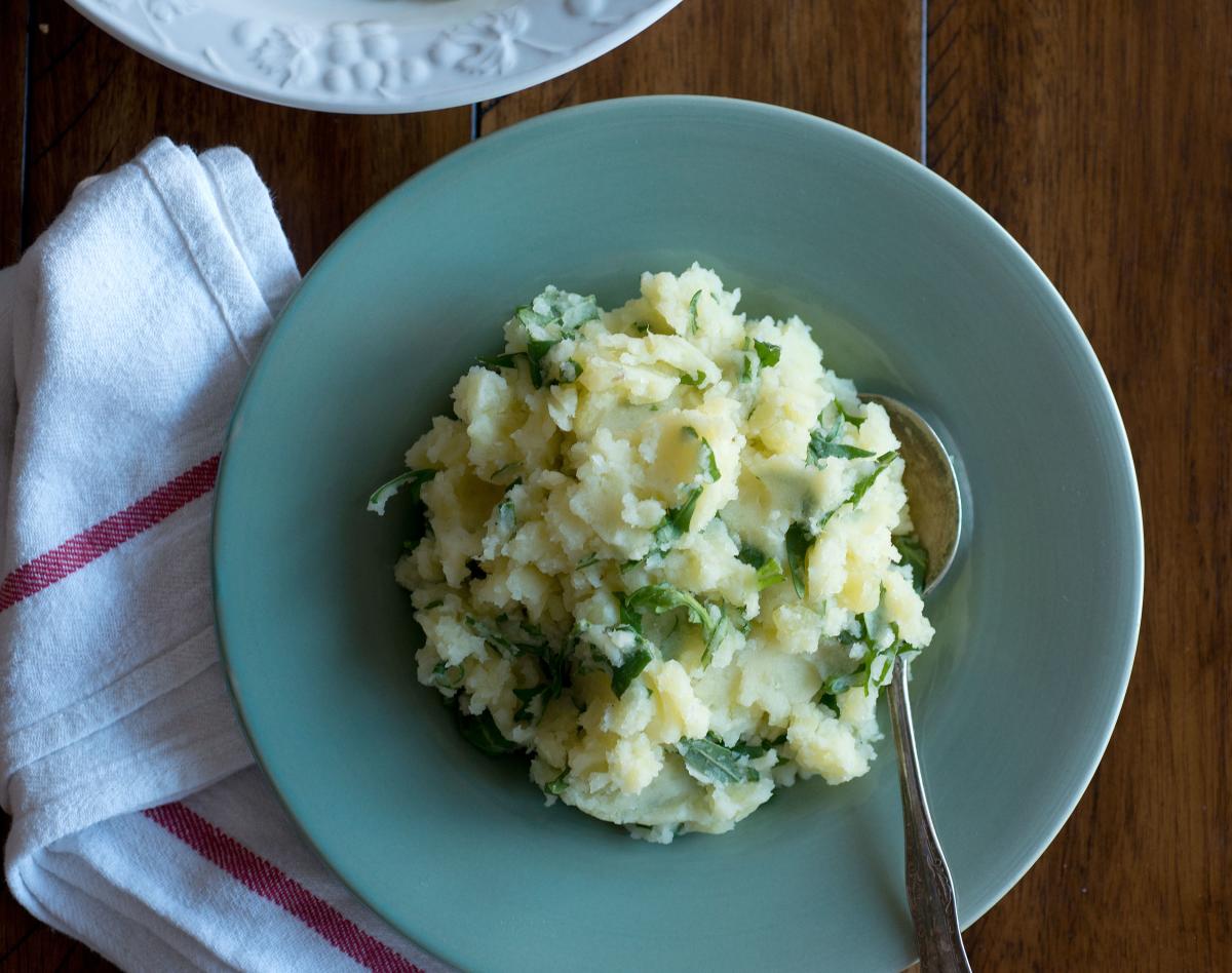 Mashed Potatoes with Dandelion Greens