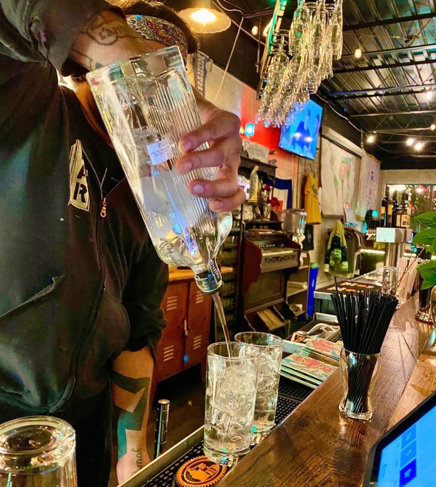 Bartender Mixing Drink at Lapin Bleu on Graham St.