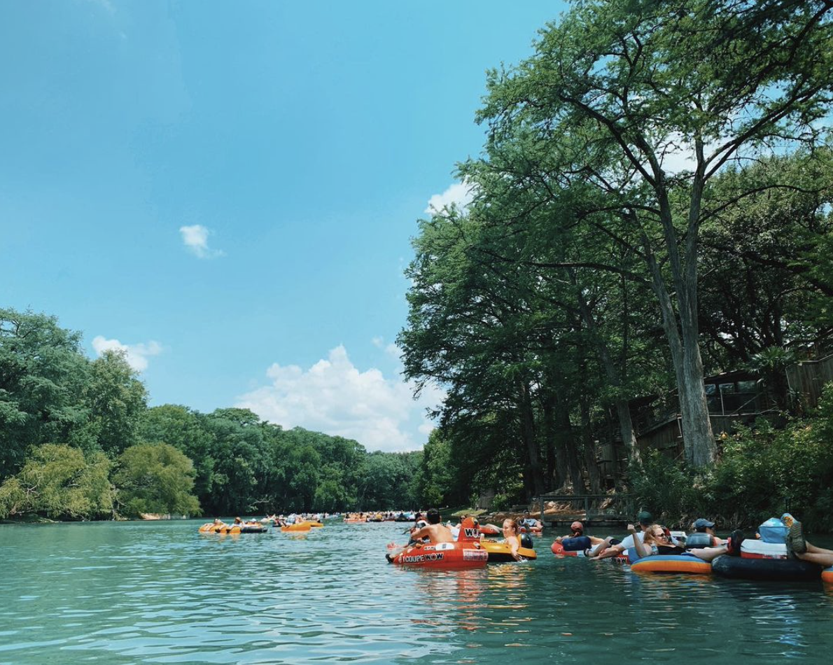 People floating on a river