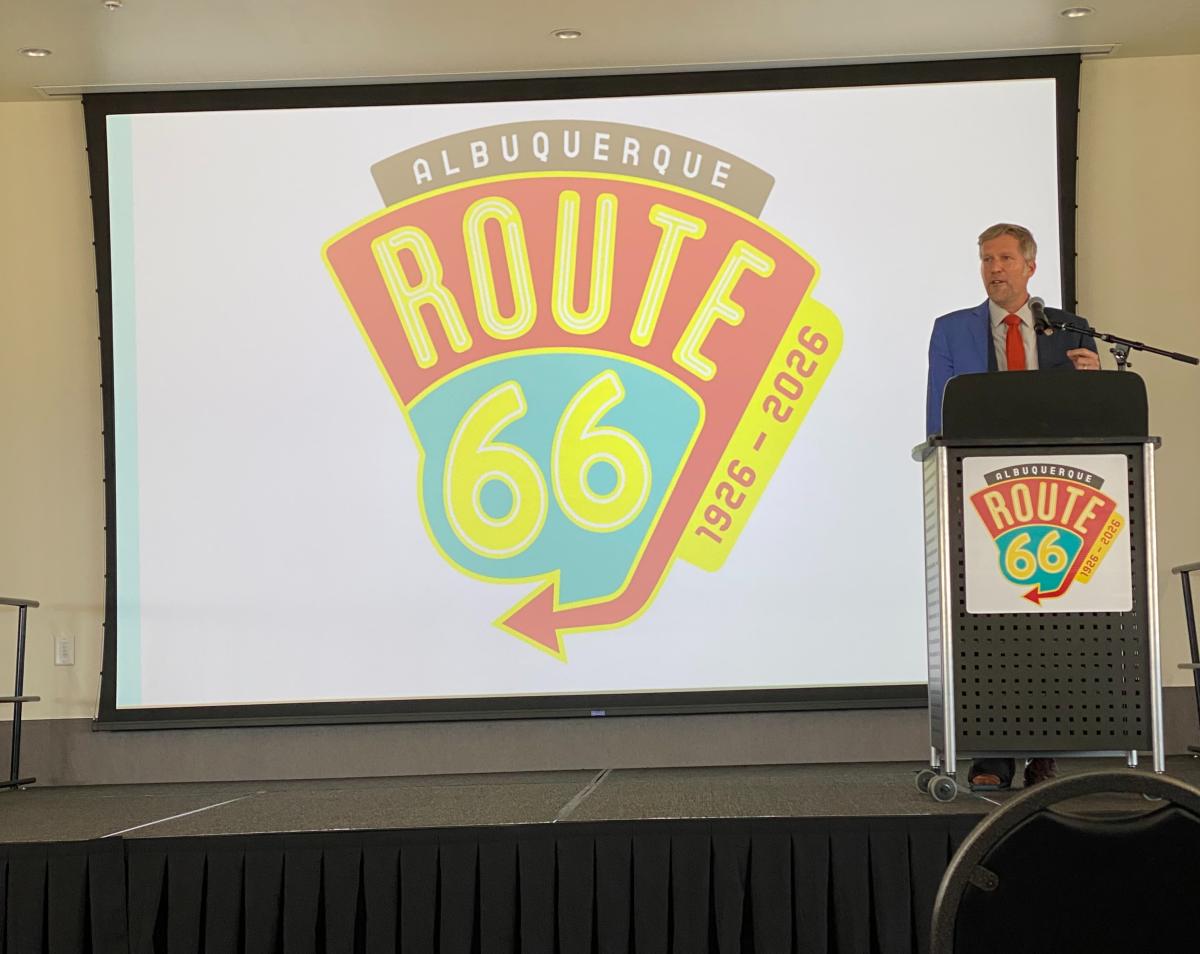 Mayor Keller speaks at the Route 66 press conference.