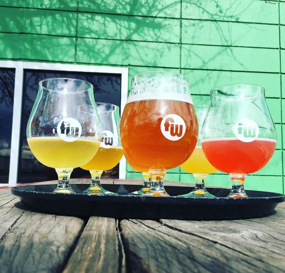 Funkwerks-Patio table with several drink glasses on it