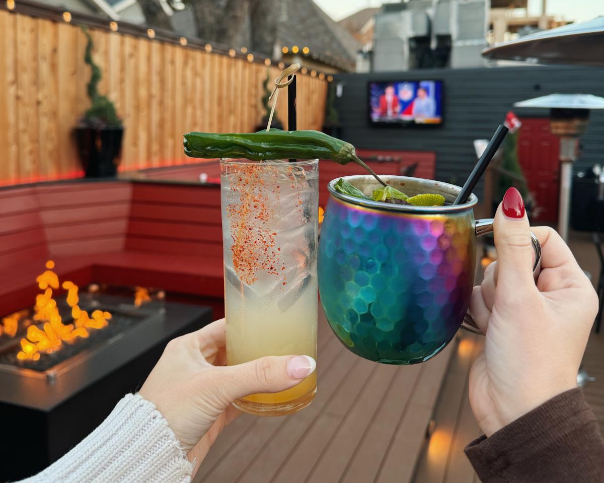 drinks on the patio at Thomas ave beverage co