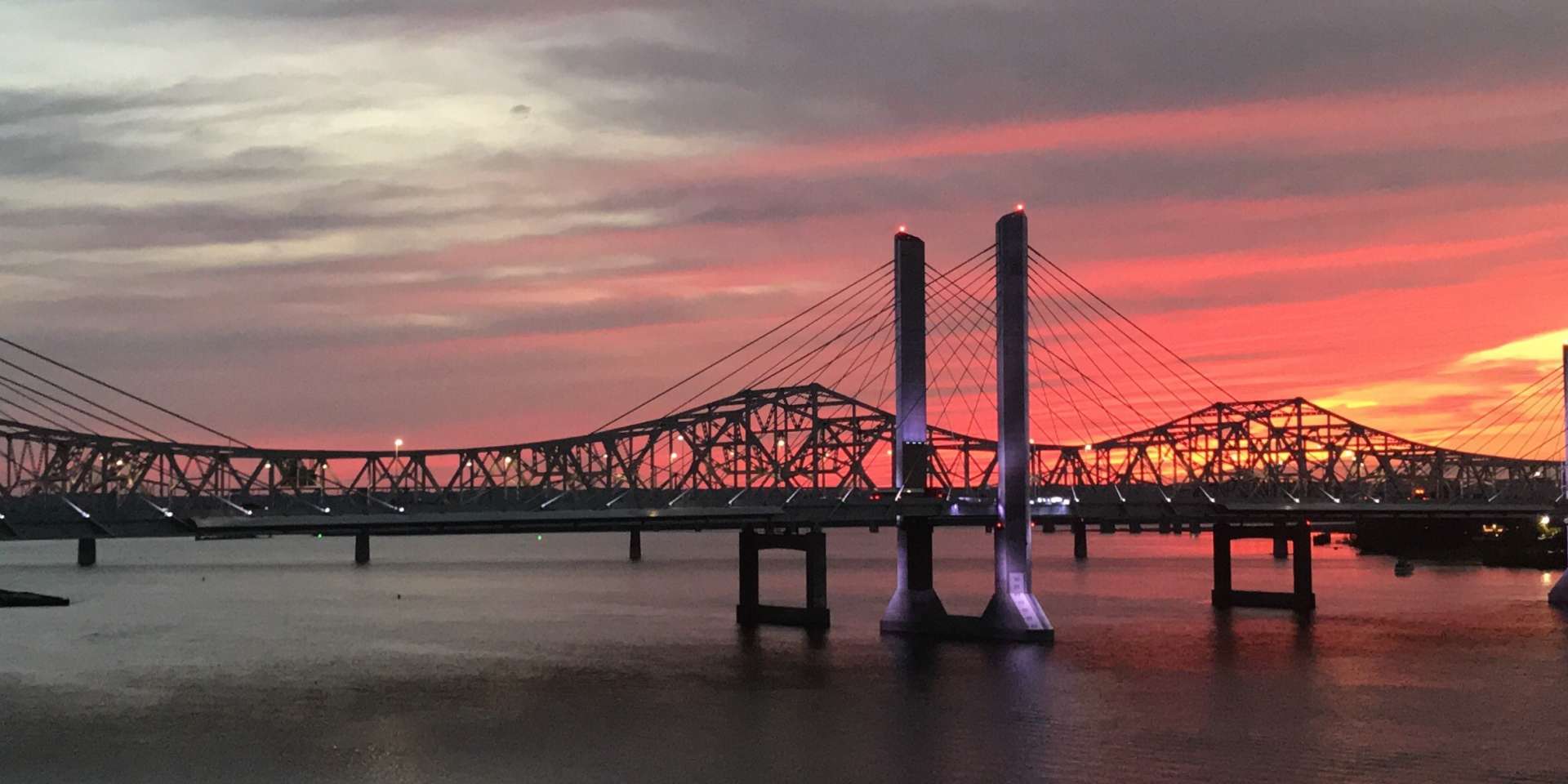 Ohio River's Lincoln and Kennedy Bridges