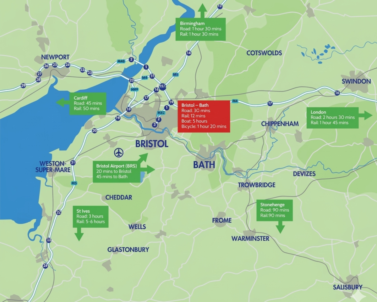 Bristol Bath Travel Map Artwork