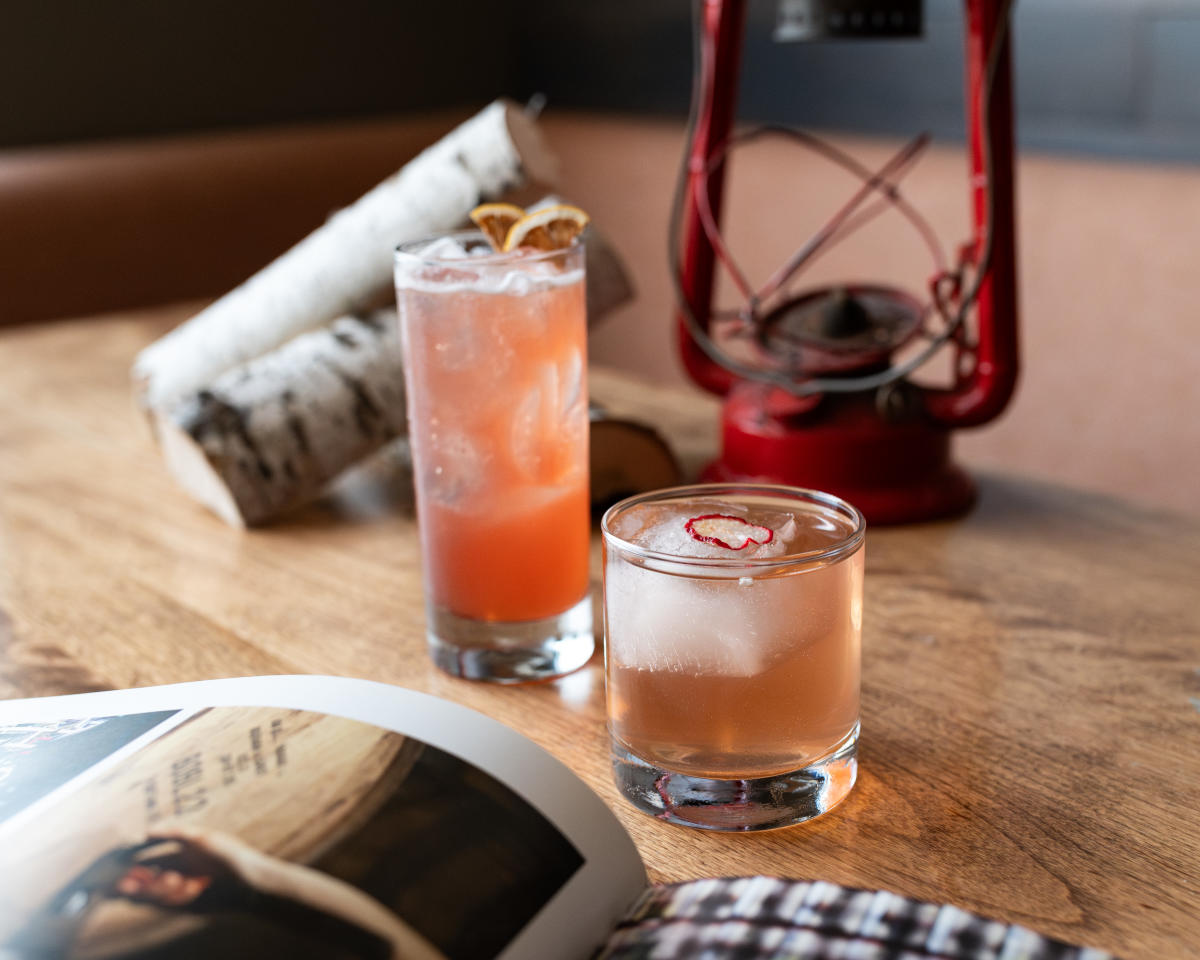 Two cocktails on a table at The Lakely