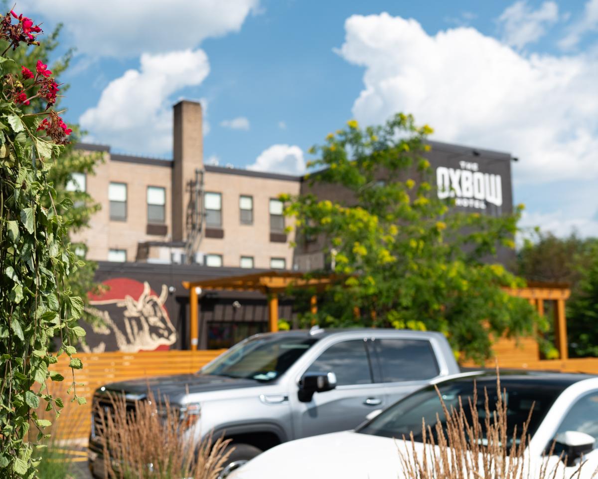 A view of the outside of The Oxbow Hotel