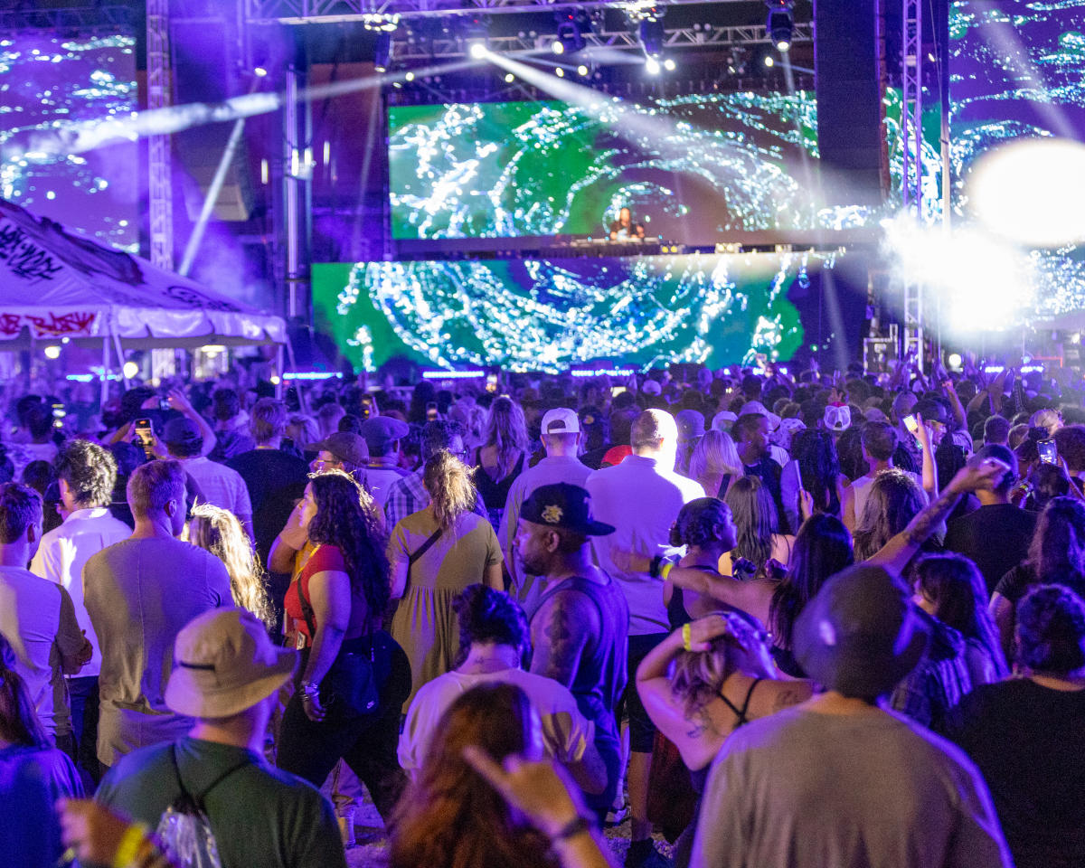 Crowd cheers during music festival in Wichita, KS