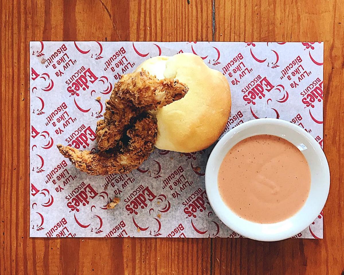 Fried chicken and Biscuits at Edie's Biscuits