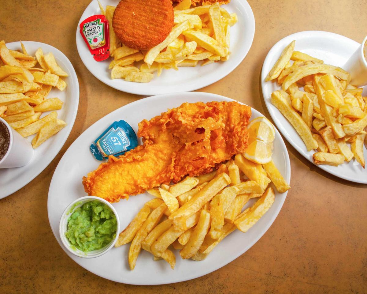 Mike's Fish & Chips dish with mushy peas
