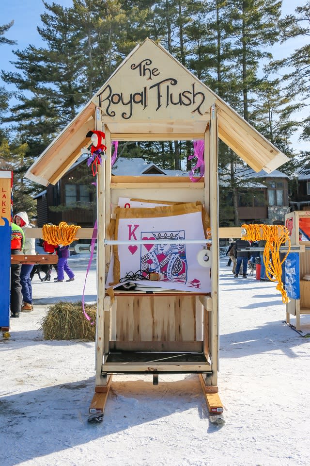 An outhouse at the Brant Lake Winter Carnival