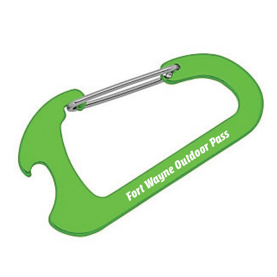Hikes Bikes Paddles green carabiner