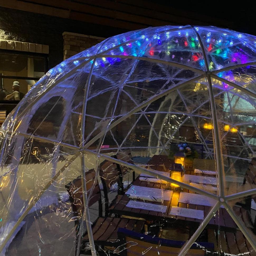 Igloo dining at Catch-A-Fire Pizza Blue Ash location (photo: @catchafire)