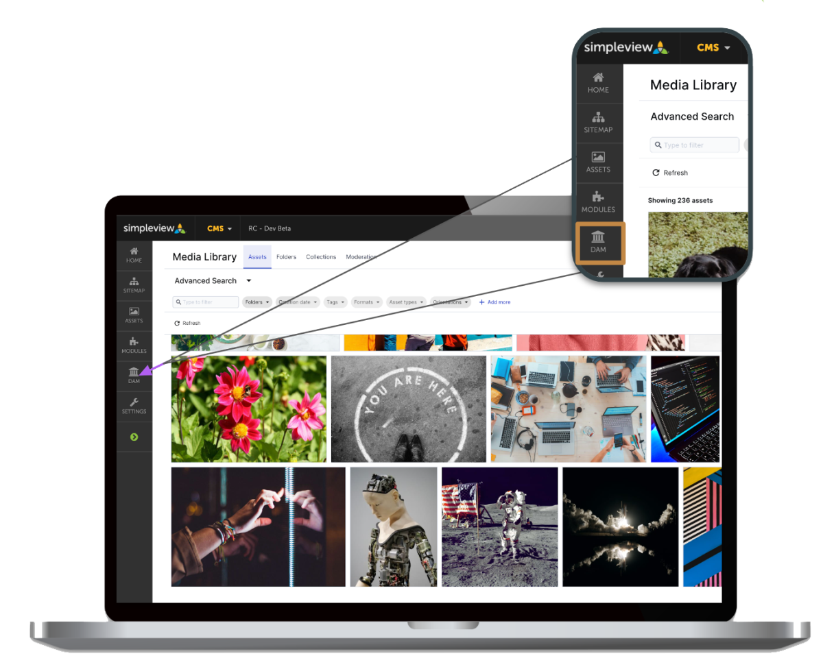 Simpleview DAM powered by Cloudinary - CMS embed - integration