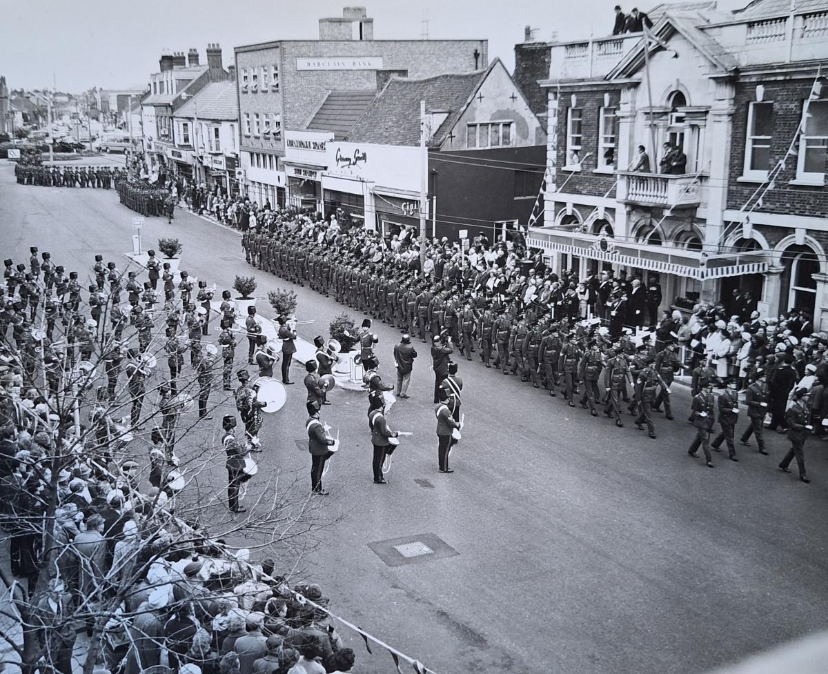 The Freedom of the Borough procession passing the Town Hall in 1975.