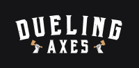 Dueling Axes logo, centered on black background