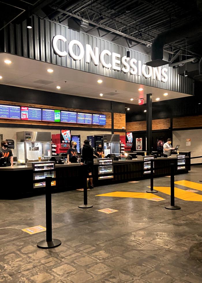 Concession stand at the Warehouse Cinemas in Frederick, MD