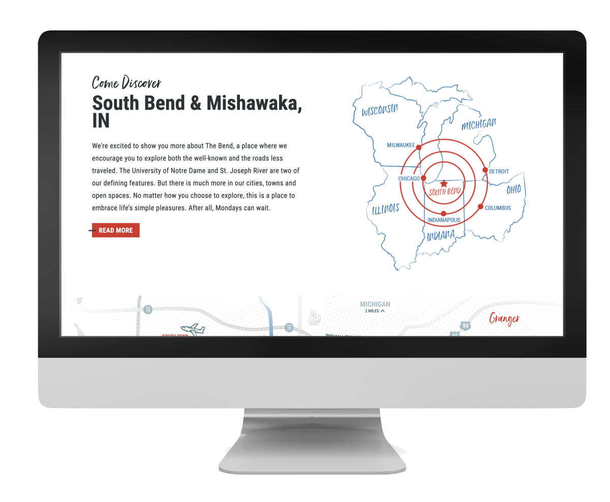 South Bend Mishawaka | Website on computer screen example 2022