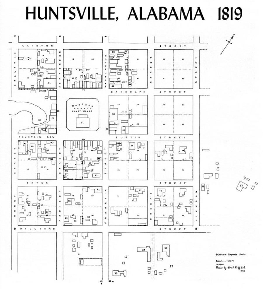 The floorplan of the Huntsville Alabama Courthouse from 1819.