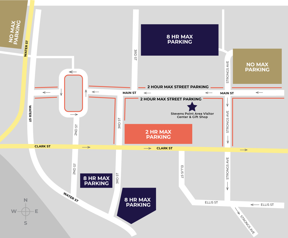 Find parking options in downtown Stevens Point with this map.