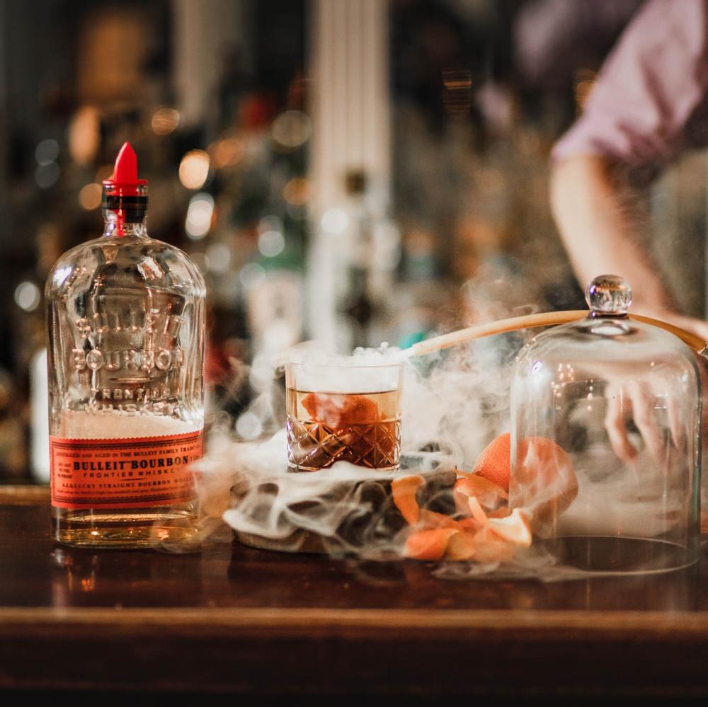 A smokey cocktail at the Maxwell Mansion