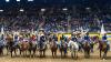 Riders On Their Horses At The College National Finals Rodeo In Casper, WY