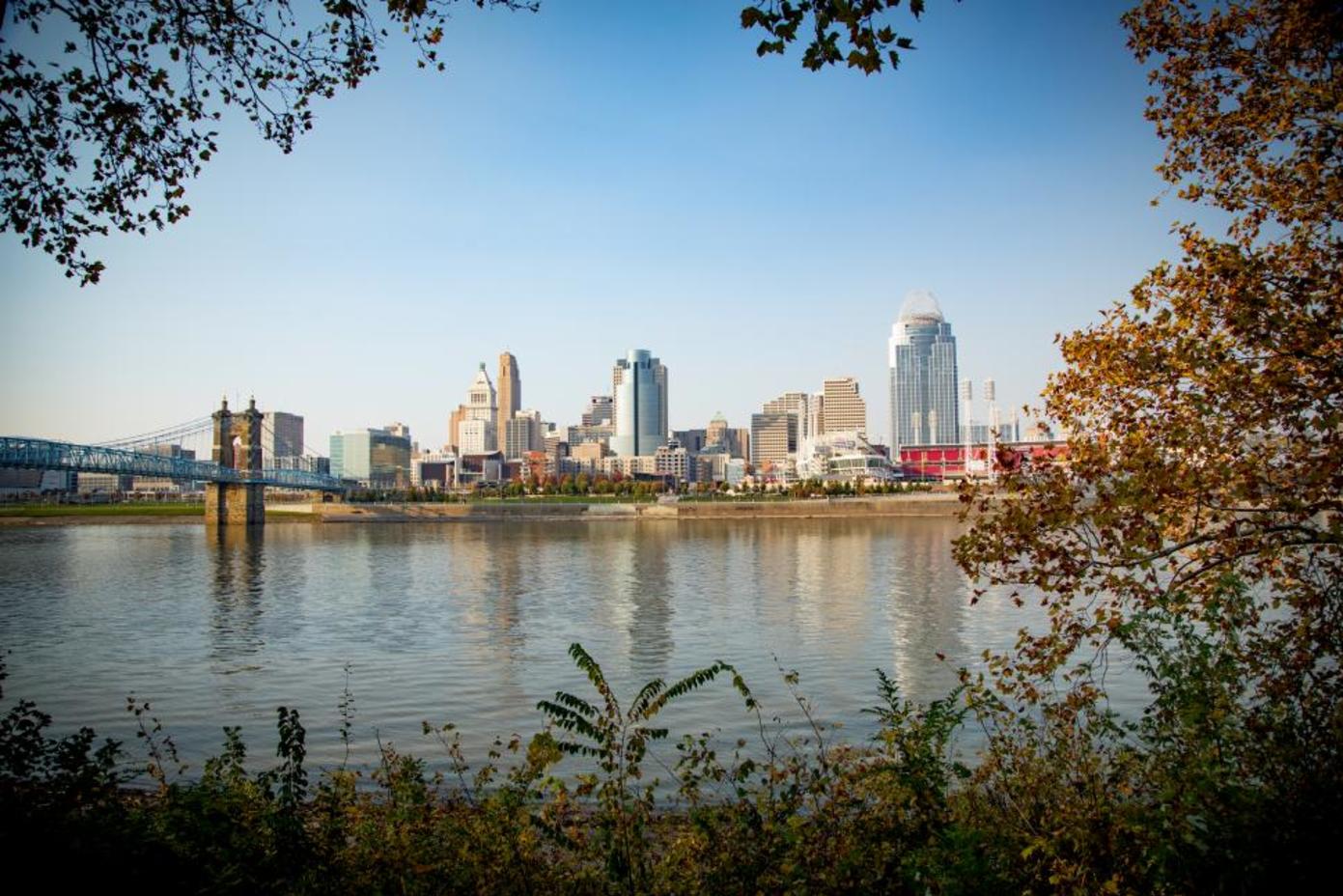 View of Ohio River and Cincinnati skyline