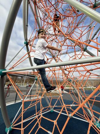 Kids climbing at Clear Creek Welcome Center